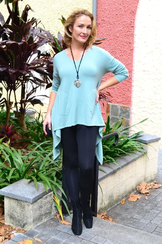 Sage Green Heidi Hi Low Tunic Jumper