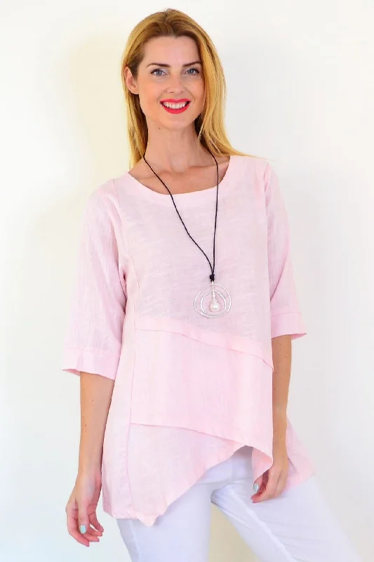 Soft Pink Linen Blend Tunic Top