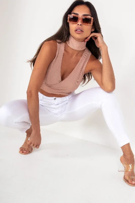 Ava Blush Choker Wrap Top