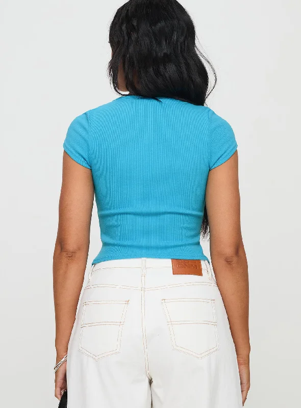 Baseline Square Neck Rib Top Blue