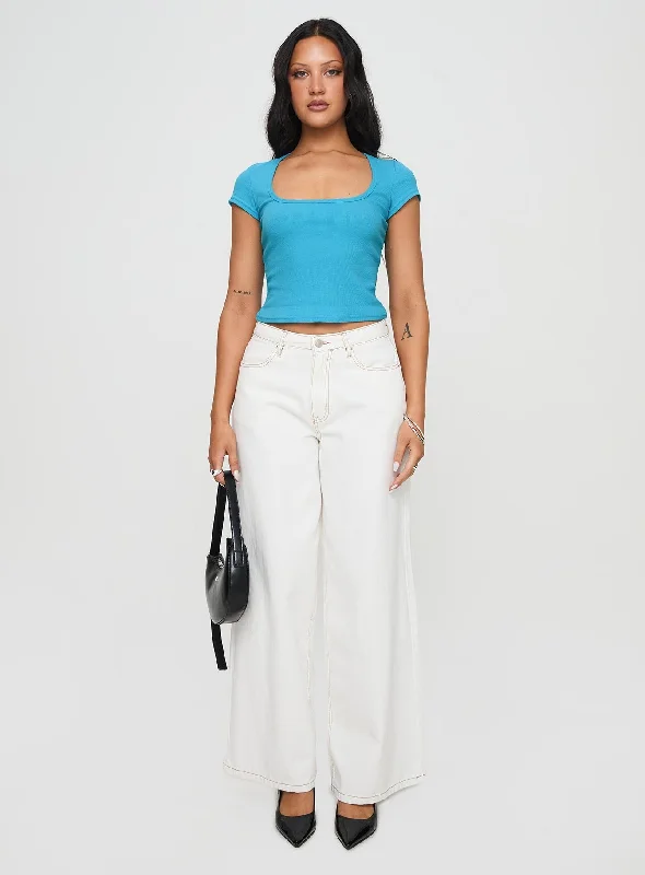 Baseline Square Neck Rib Top Blue