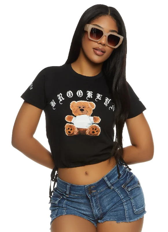 Brooklyn Bear Drawstring Hem Graphic Tee