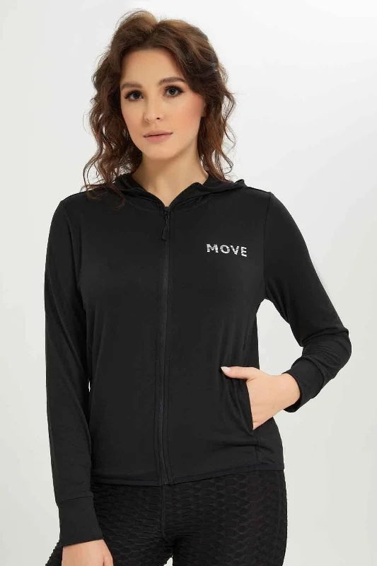 Women Black Hooded Sweatshirt