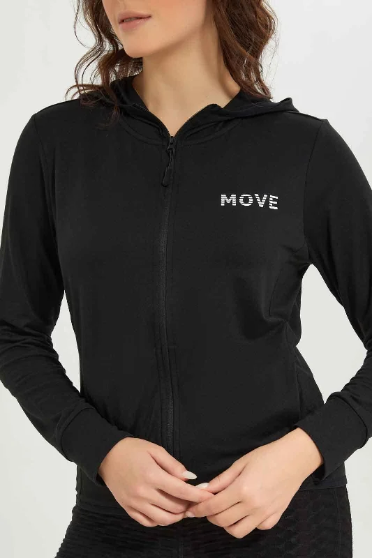 Women Black Hooded Sweatshirt