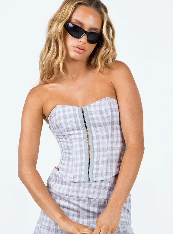 Bladini Corset Top Grey Check