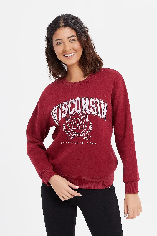 Women Burgundy Wisconsin Sweatshirt