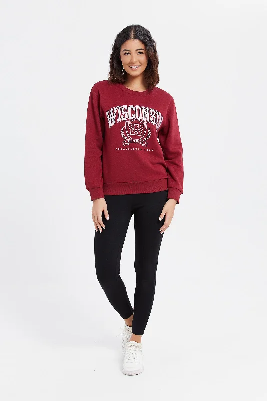 Women Burgundy Wisconsin Sweatshirt