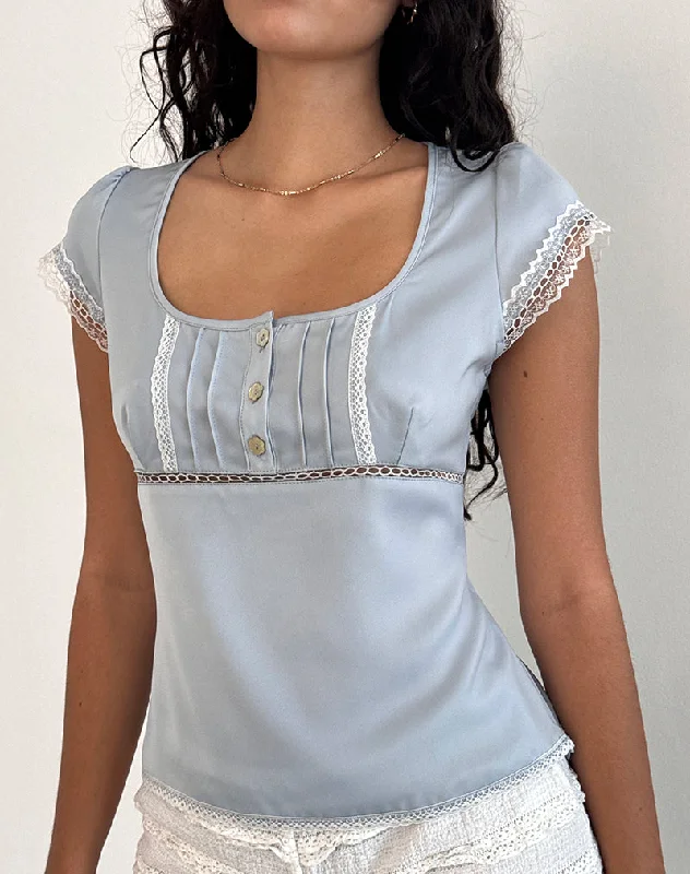 Gavrilla Top in Satin Baby Blue