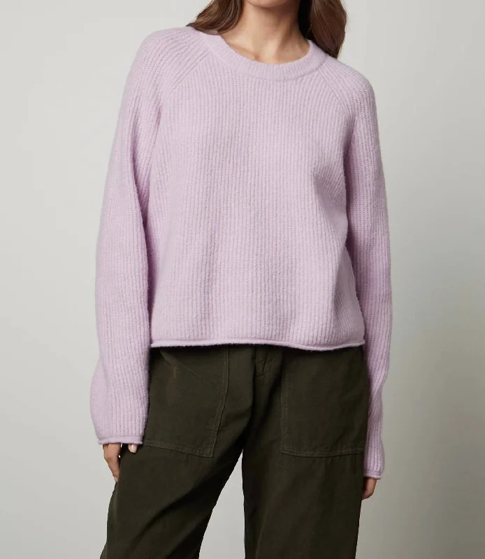 Gigi Long Sleeve Crew Sweater In Lilac