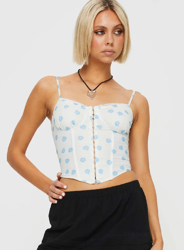 Headley Corset Top White / Blue