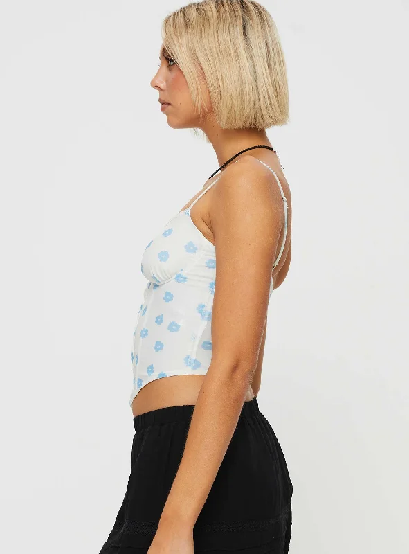 Headley Corset Top White / Blue