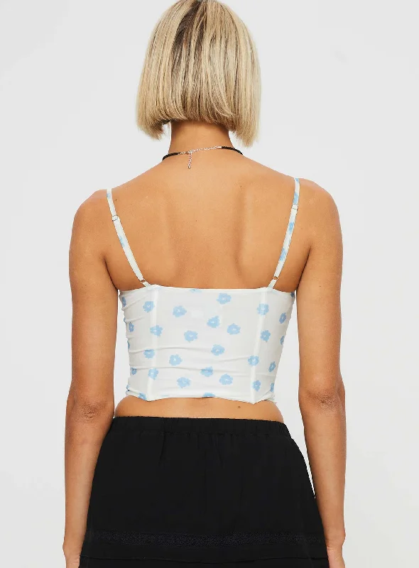 Headley Corset Top White / Blue