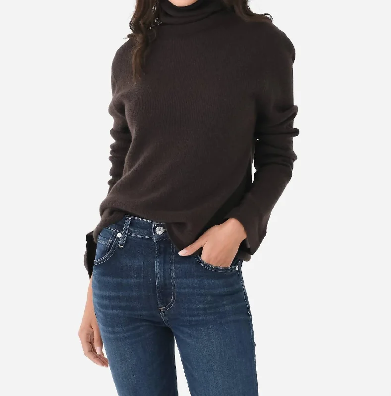 Leslie Split Sleeve Sweater In Espresso