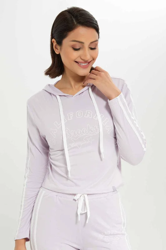 Women Lilac Hoodie Embellished Sweatshirt