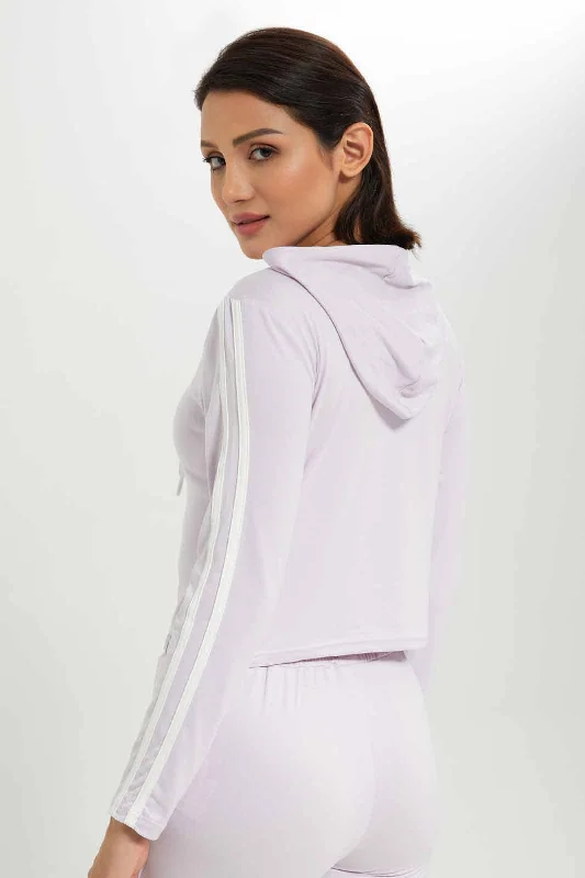 Women Lilac Hoodie Embellished Sweatshirt