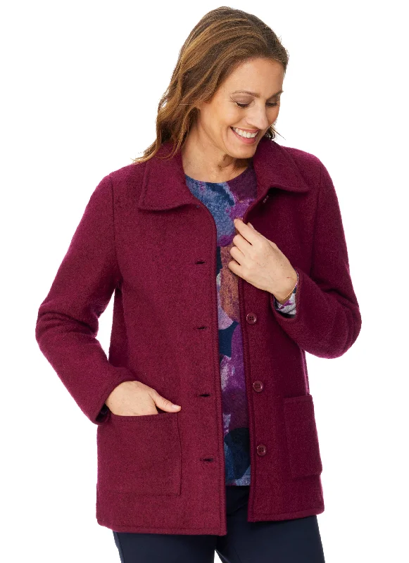 MAYDENA BOILED WOOL JACKET - CHERRY