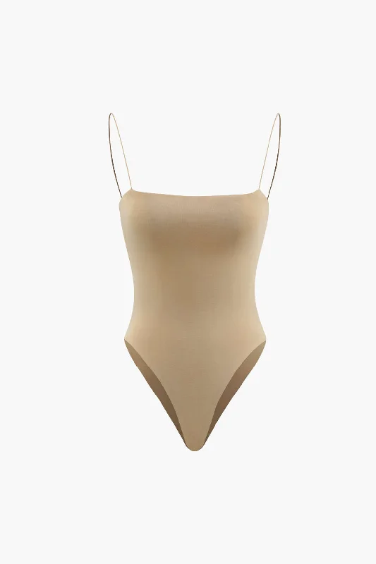 Basic High Leg Spaghetti Strap Bodysuit