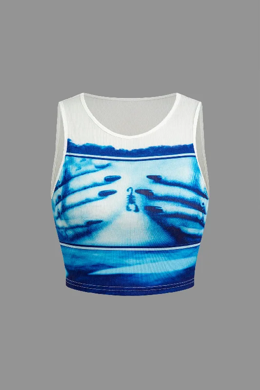 Hands Print Crop Tank Top