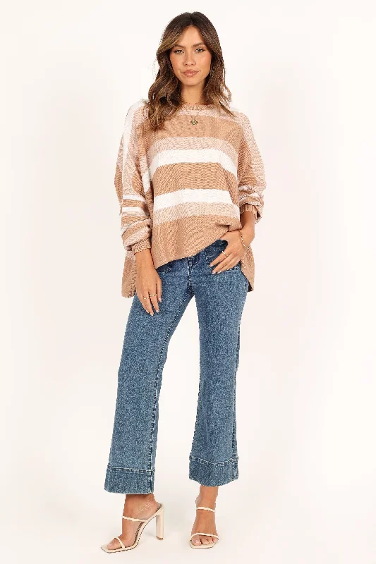 Michelle Knit Sweater - Beige Stripe