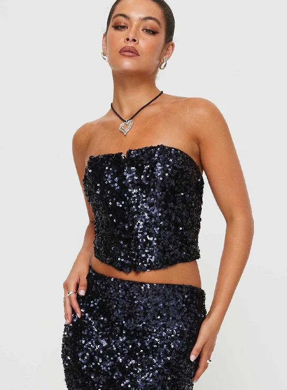 Moonlight Strapless Corset Top Navy