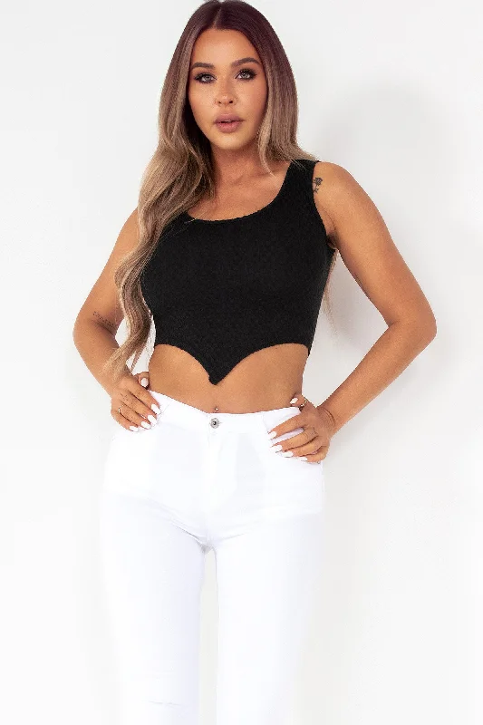 Nova Black Textured Crop Top