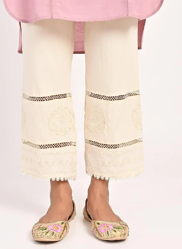 Pink Embroidered Band Collar Tunic with Front Yoke Embroidery