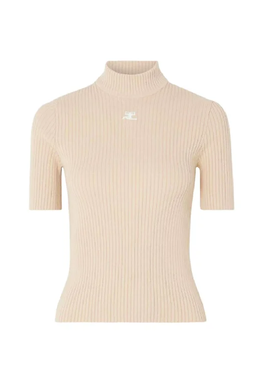 Reedition Rib Knit Sweater In Lait De Rose