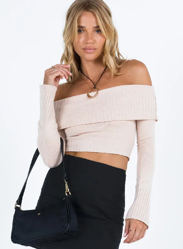 Savani Off The Shoulder Top Beige