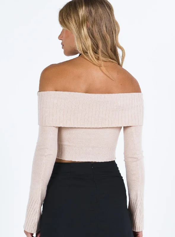 Savani Off The Shoulder Top Beige