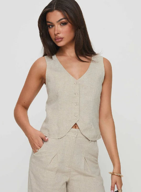 Sofi Vest Top Beige