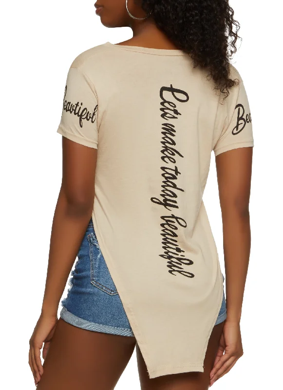 Sequin Beautiful Positive Vibes Only Knot Tee