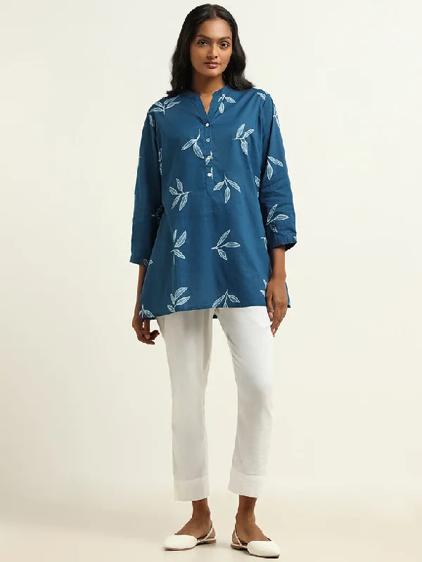 Utsa Blue Printed Kurti