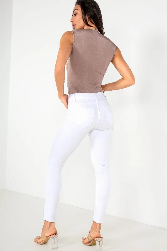 Valerie Taupe Sheen Knot Front Bodysuit