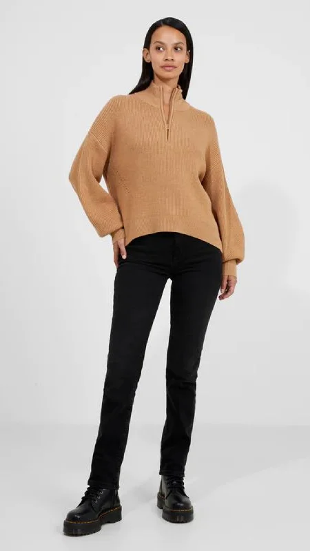 Babysoft Half Zip Sweater in Camel