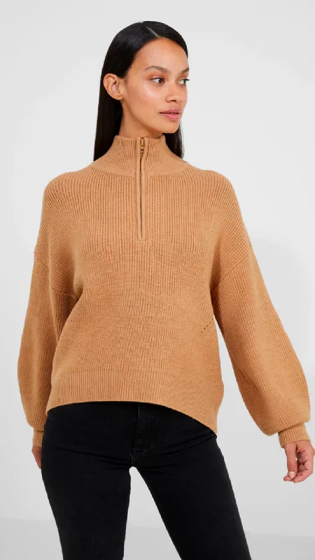 Babysoft Half Zip Sweater in Camel