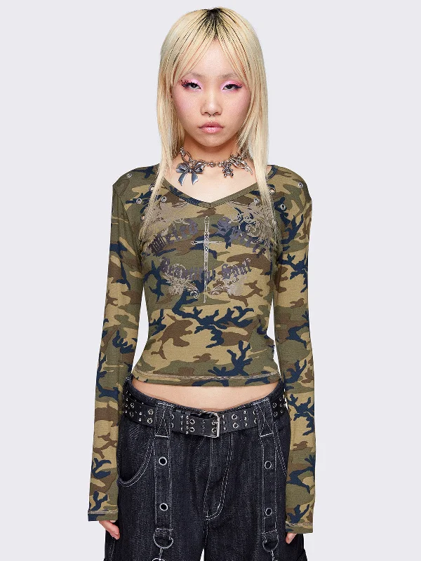 Weirdly Beautiful Camo Long Sleeve Top