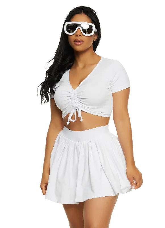 Ruched Front Short Sleeve Crop Top