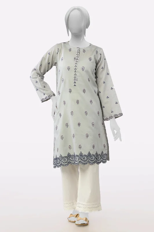 Light Grey Embroidered Kurti