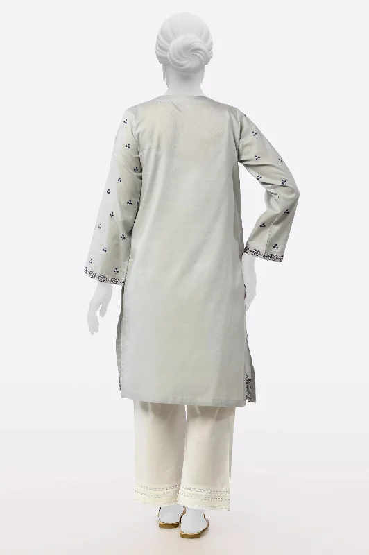 Light Grey Embroidered Kurti