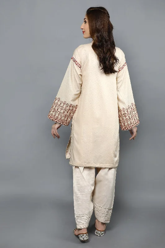 Beige Embroidered Kurti