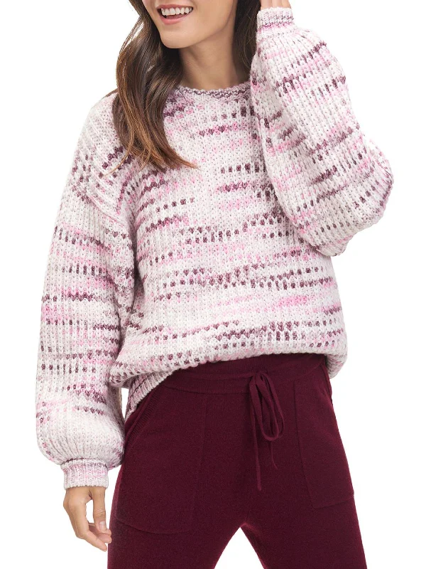 Womens Space Dye Ballon Slee Pullover Sweater