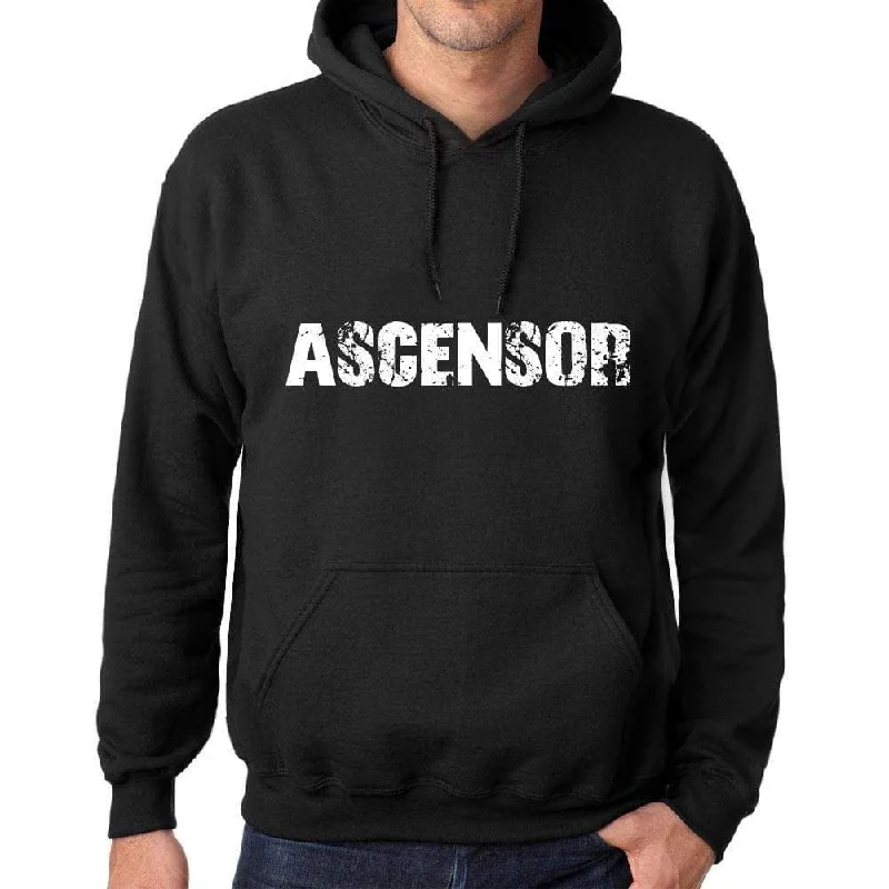 Men's Women's Unisex Printed Graphic Cotton Hoodie Soft Heavyweight Hooded Sweatshirt Pullover Popular Words ASCENSOR Deep Black