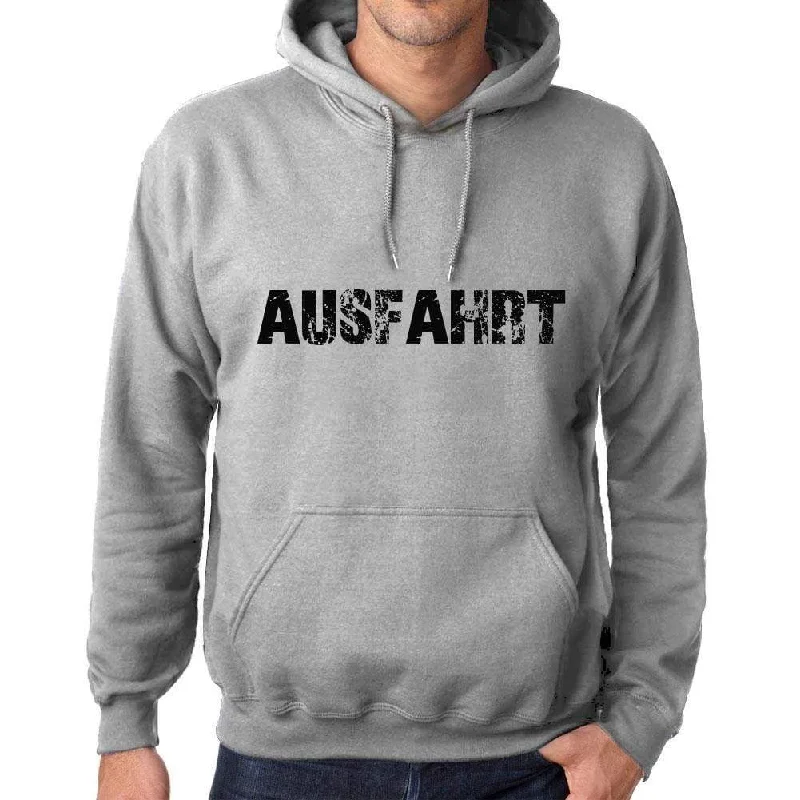 Unisex Printed Graphic Cotton Hoodie Popular Words AUSFAHRT Grey Marl