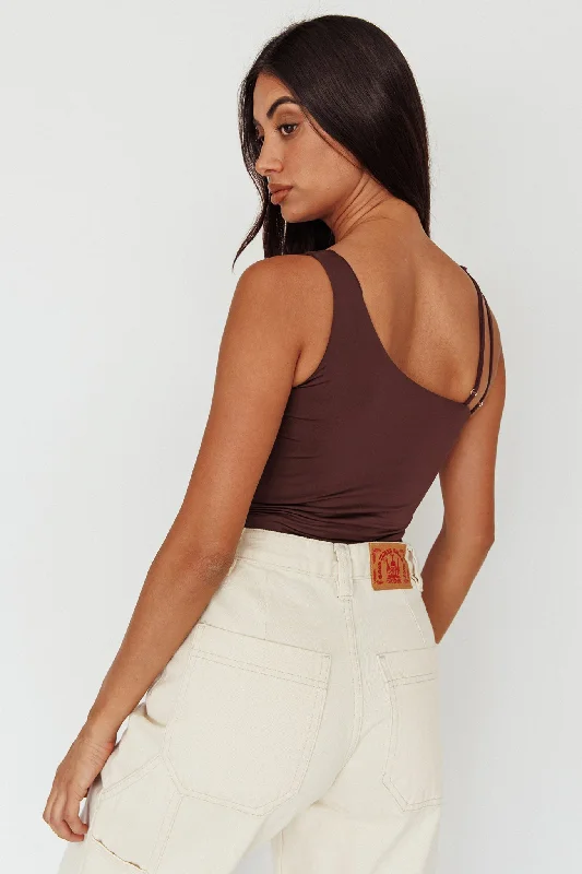 Bare Double Strap Bodysuit Brown