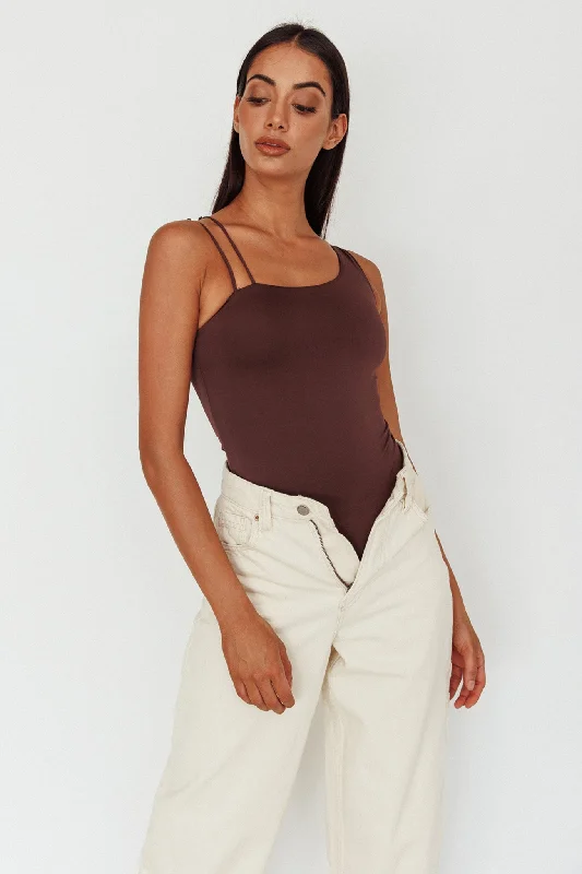 Bare Double Strap Bodysuit Brown