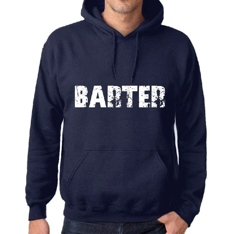 Unisex Printed Graphic Cotton Hoodie Popular Words BARTER French Navy