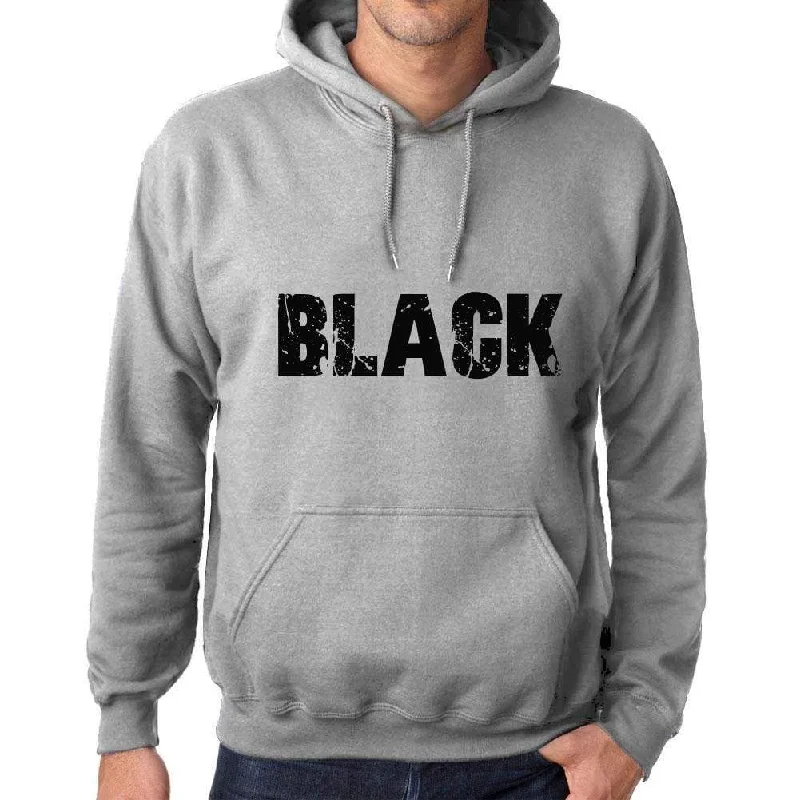 Unisex Printed Graphic Cotton Hoodie Popular Words BLACK Grey Marl