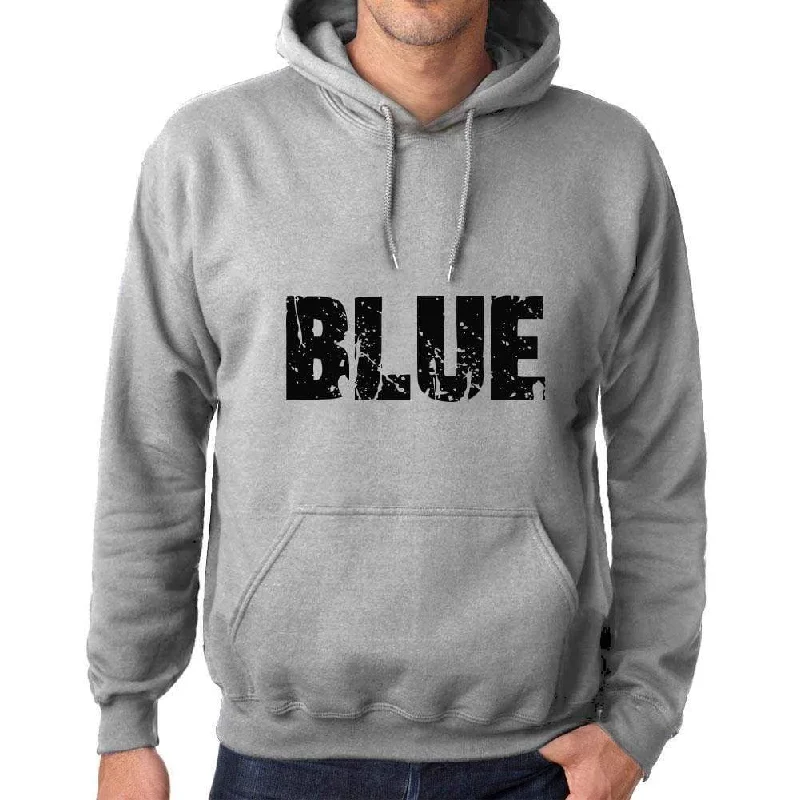 Unisex Printed Graphic Cotton Hoodie Popular Words BLUE Grey Marl