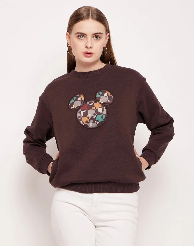 Camla Barcelona Disney Graphic Print Coffee Brown Sweatshirt