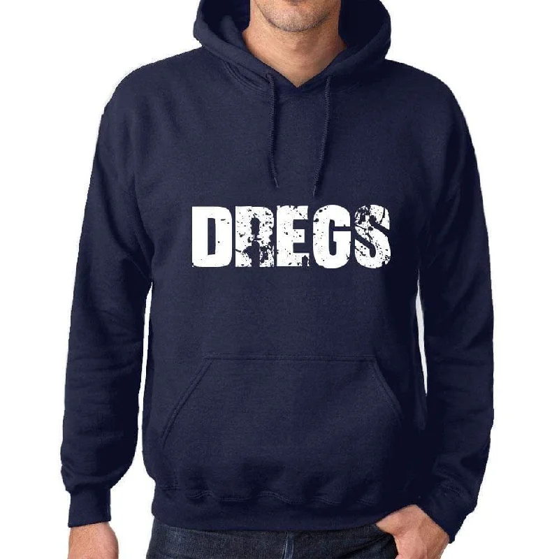 Unisex Printed Graphic Cotton Hoodie Popular Words DREGS French Navy